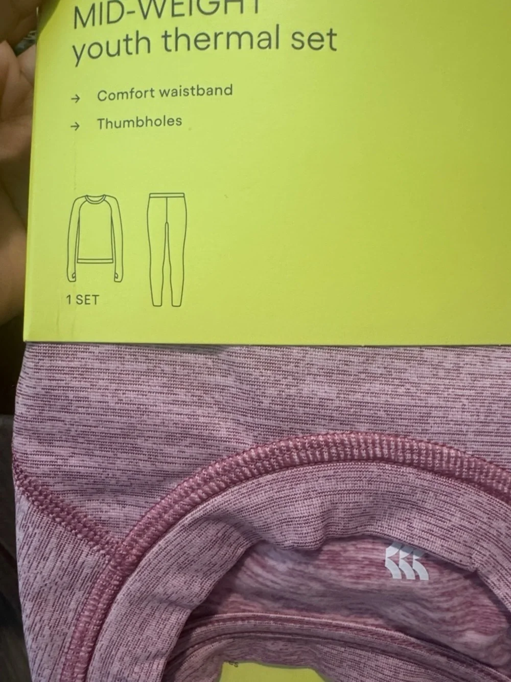 Size Small (6/7) all in motion Heather Rose Youth Mid-Weight Thermal Set